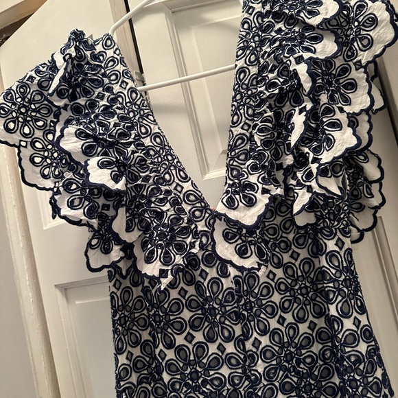 NWT VINEYARD VINES KENTUCKY DERBY EYELET MAXI DRESS SIZE 8 DEEP BAY NAVY WHITE - Picture 10 of 15